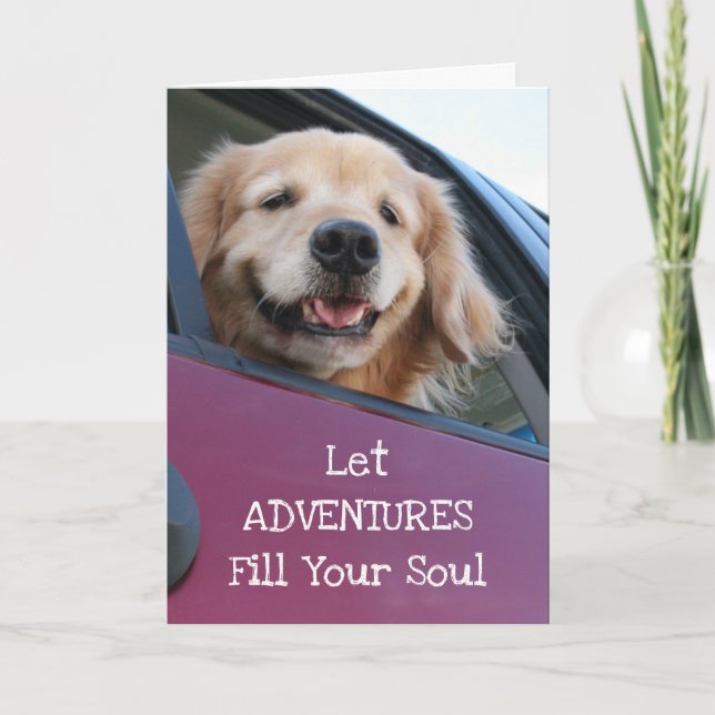 Golden Retriever Dog Safe Travel Adventures Card (Front)