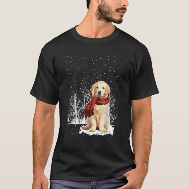 Golden Retriever Dog Scarf Christmas Tree Xmas Sno T-Shirt (Front)