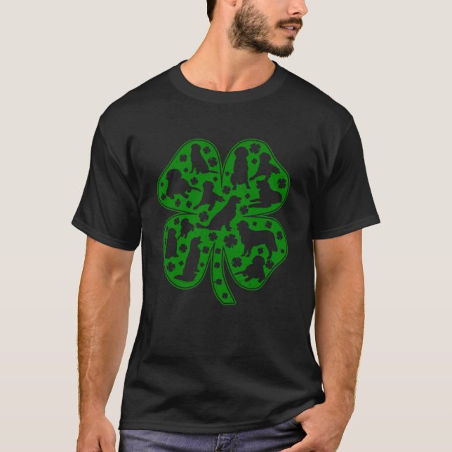 Golden Retriever Dog Shamrock Saint Patricks Day B T-Shirt (Front)