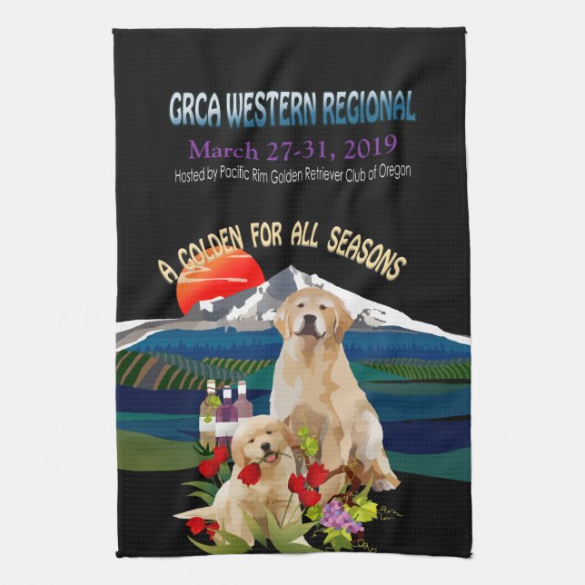 Golden Retriever Dog Show or Kitchen Towel (Vertical)