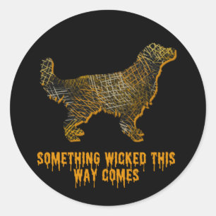 Golden Retriever Dog Silhouette Fun Halloween Classic Round Sticker