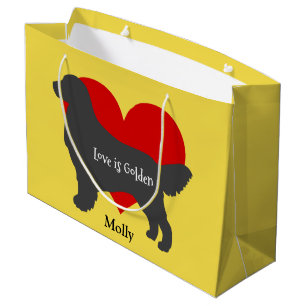 Golden Retriever Dog Silhouette Love Is Golden Large Gift Bag