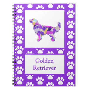 Golden Retriever Dog Silhouette Paw Purple PY&B Notebook