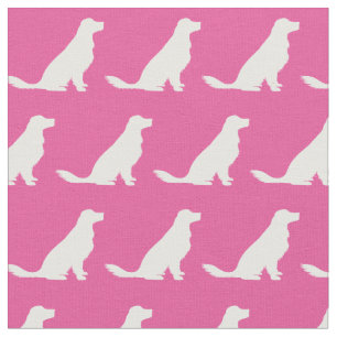 Golden Retriever Dog Silhouette Pet Pink Fabric