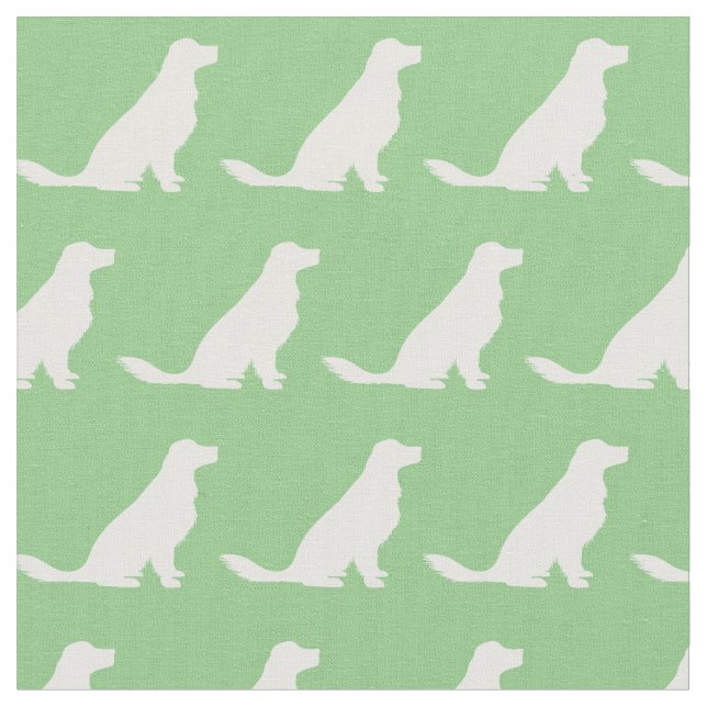 Golden Retriever Dog Silhouette Pet Sage Green Fabric (Close Up)