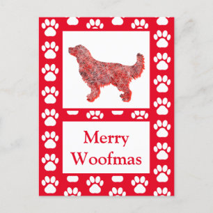 Golden Retriever Dog Silhouette Rd Merry Christmas Postcard