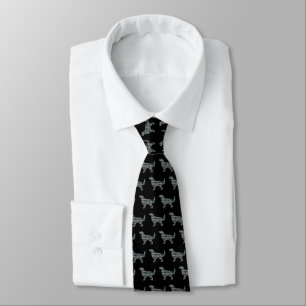 Golden Retriever Dog Silhouette Y&B Grid Black Tie