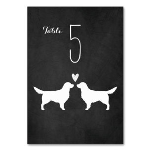 Golden Retriever Dog Silhouettes Wedding Reception Table Number
