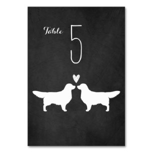 Golden Retriever Dog Silhouettes Wedding Reception Table Number
