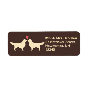 Golden Retriever Dog Silhouettes with Heart Couple