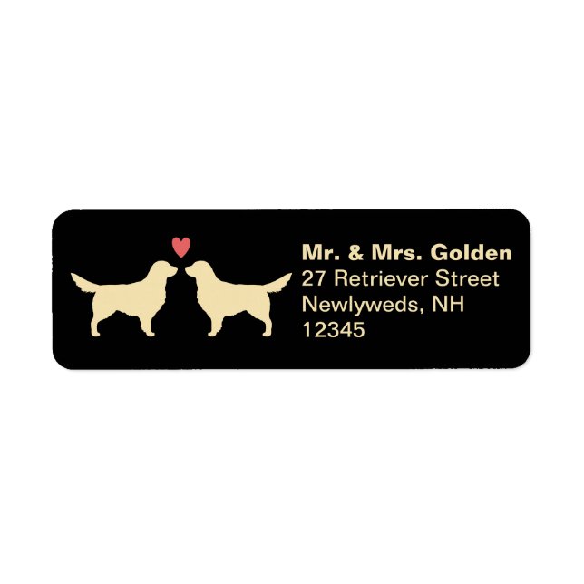 Golden Retriever Dog Silhouettes with Heart Couple (Front)
