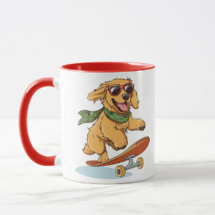 Golden Retriever Dog Skateboarding Mug