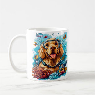 Golden Retriever Dog Snorkelling Coral Reef Coffee Mug