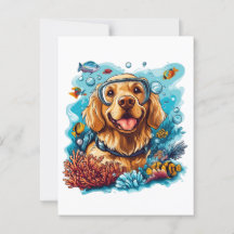 Golden Retriever Dog Snorkelling Coral Reef