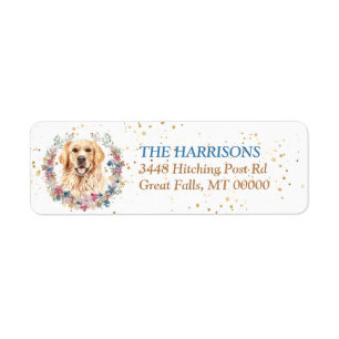 Golden Retriever Dog Spring Flowers Wreath