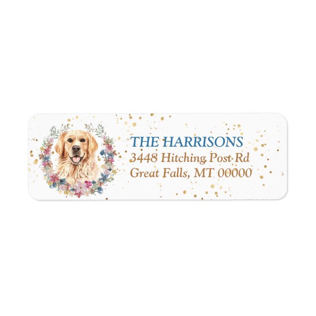 Golden Retriever Dog Spring Flowers Wreath (Front)