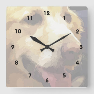 Golden Retriever dog Square Wall Clock
