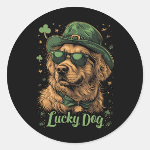 Golden Retriever Dog - St. Patrick's Day Saint Pad Classic Round Sticker