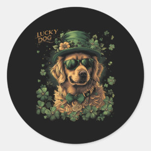 Golden Retriever Dog - St. Patrick's Day Saint Pad Classic Round Sticker