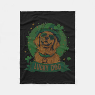 Golden Retriever Dog - St. Patrick's Day Saint Pad Fleece Blanket