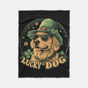 Golden Retriever Dog - St. Patrick's Day Saint Pad Fleece Blanket