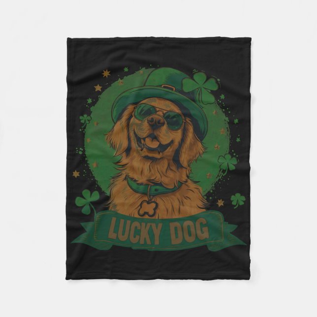 Golden Retriever Dog - St. Patrick's Day Saint Pad Fleece Blanket (Front)