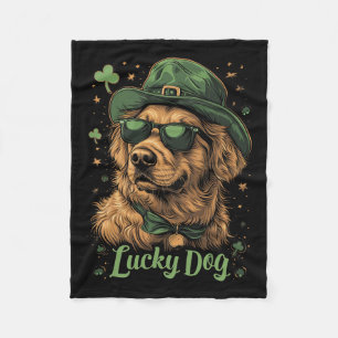 Golden Retriever Dog - St. Patrick's Day Saint Pad Fleece Blanket