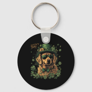 Golden Retriever Dog - St. Patrick's Day Saint Pad Key Ring