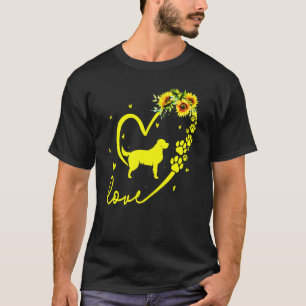 Golden Retriever Dog Sunflower Heart T-Shirt
