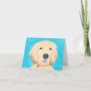 Golden Retriever Dog Thank You Card Blue Water