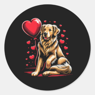 Golden Retriever Dog Valentine's Day Dog Owner Val Classic Round Sticker