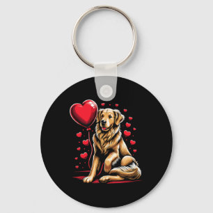 Golden Retriever Dog Valentine's Day Dog Owner Val Key Ring