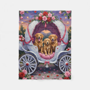 Golden Retriever Dog Valentine's Day  Fleece Blanket