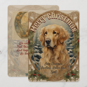 Golden Retriever Dog Vintage Christmas Card