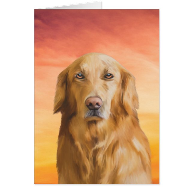 Golden Retriever Dog Water Colour Art Oil Painting (Front)