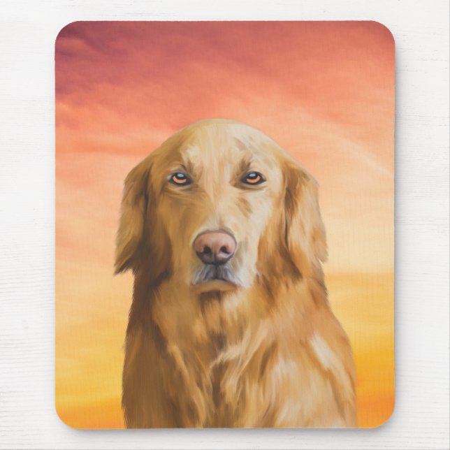 Golden Retriever Dog Water Colour Art Oil Painting Mouse Mat (Front)
