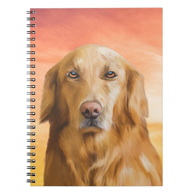 Golden Retriever Dog Water Colour Art Oil Painting Notebook (Front)