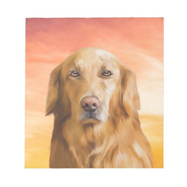 Golden Retriever Dog Water Colour Art Oil Painting Notepad (Front)