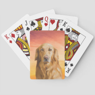 Golden Retriever Dog Water Colour Art Oil Painting Playing Cards