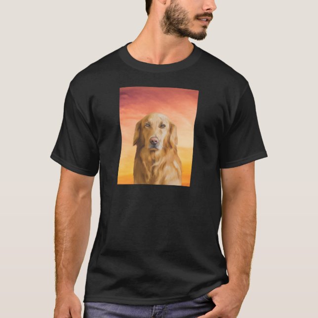 Golden Retriever Dog Water Colour Art Oil Painting T-Shirt (Front)