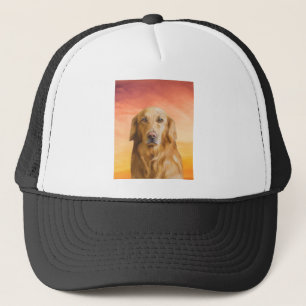 Golden Retriever Dog Water Colour Art Oil Painting Trucker Hat