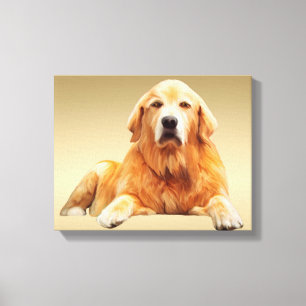 Golden retriever Dog Water Colour Art Painting Canvas Print