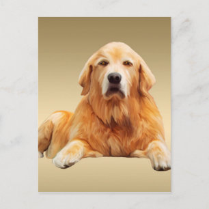 Golden retriever Dog Water Colour Art Painting Postcard