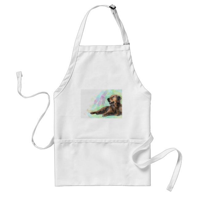 Golden Retriever Dog Water Colour Painting Standard Apron (Front)