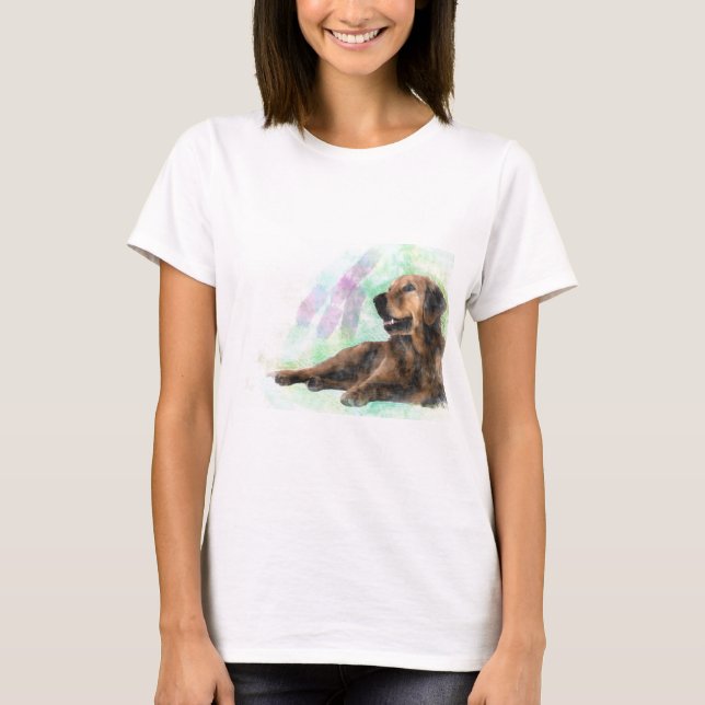 Golden Retriever Dog Water Colour Painting T-Shirt (Front)