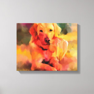 Golden Retriever Dog Watercolor Art Canvas