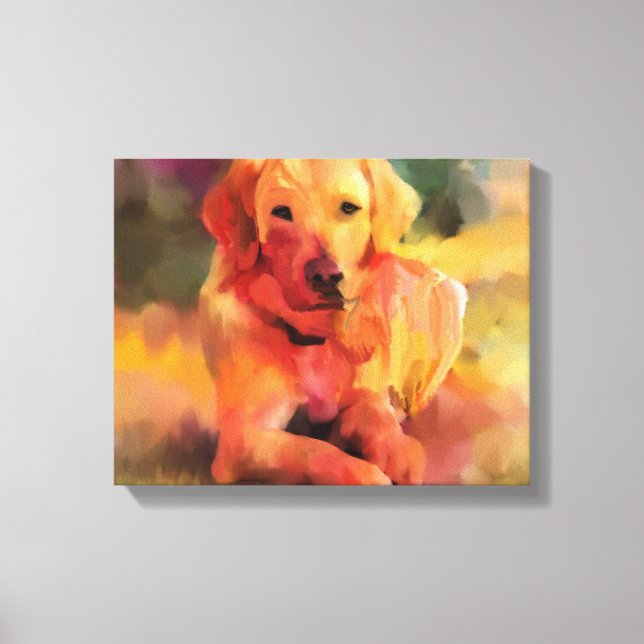 Golden Retriever Dog Watercolor Art Canvas (Front)