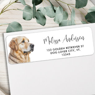 Golden Retriever Dog Watercolor Pet Return Address