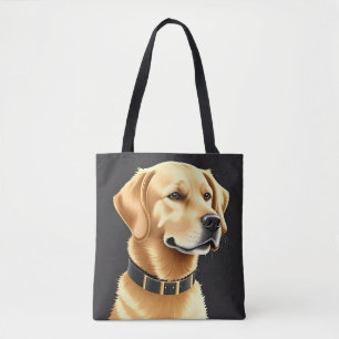 Golden Retriever Dog Wearing a Leather Collar Tote Bag