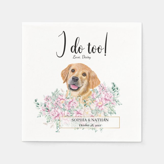 Golden Retriever Dog Wedding Cocktail Napkins (Front)